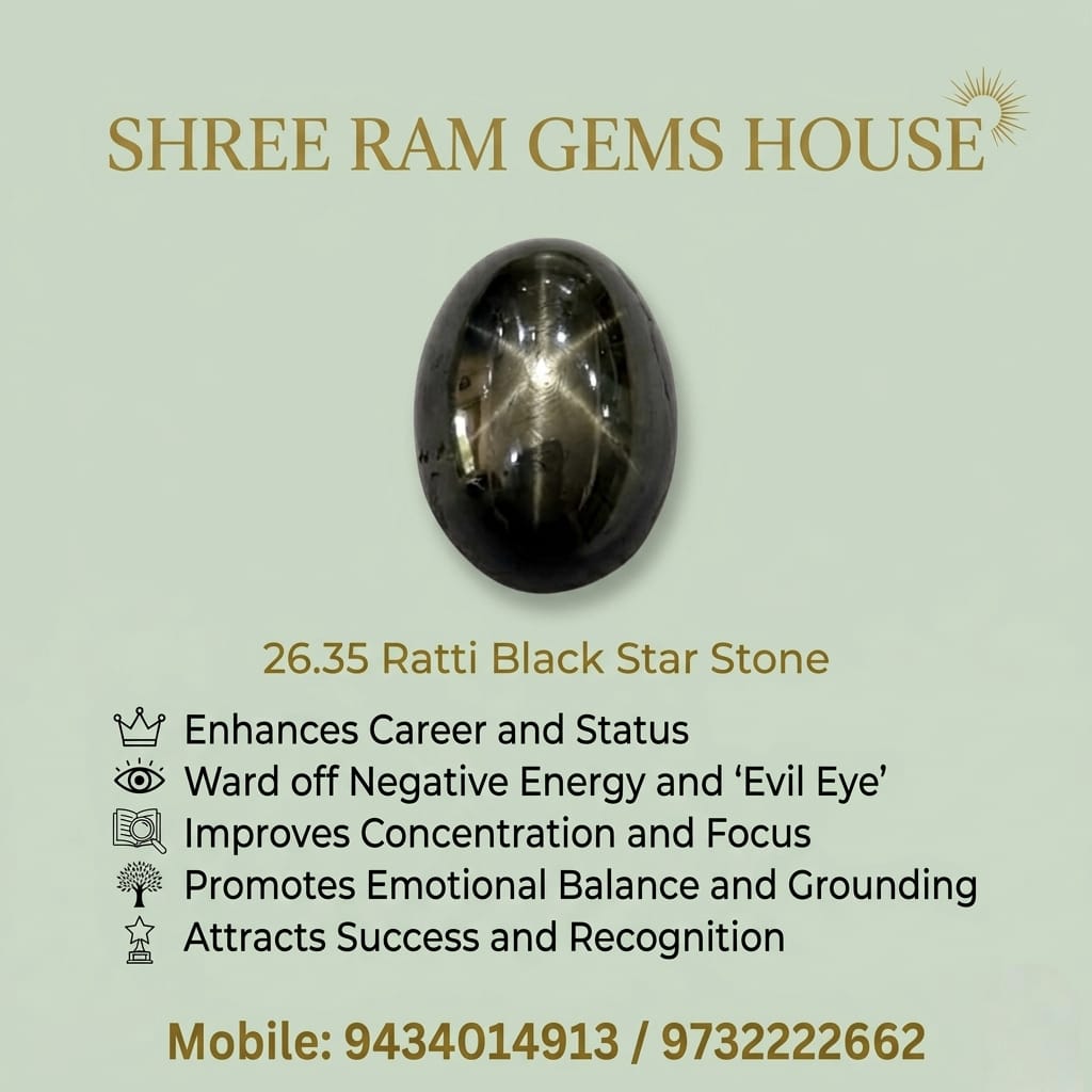 Rare 26.35 Ratti Natural Black Star Stone