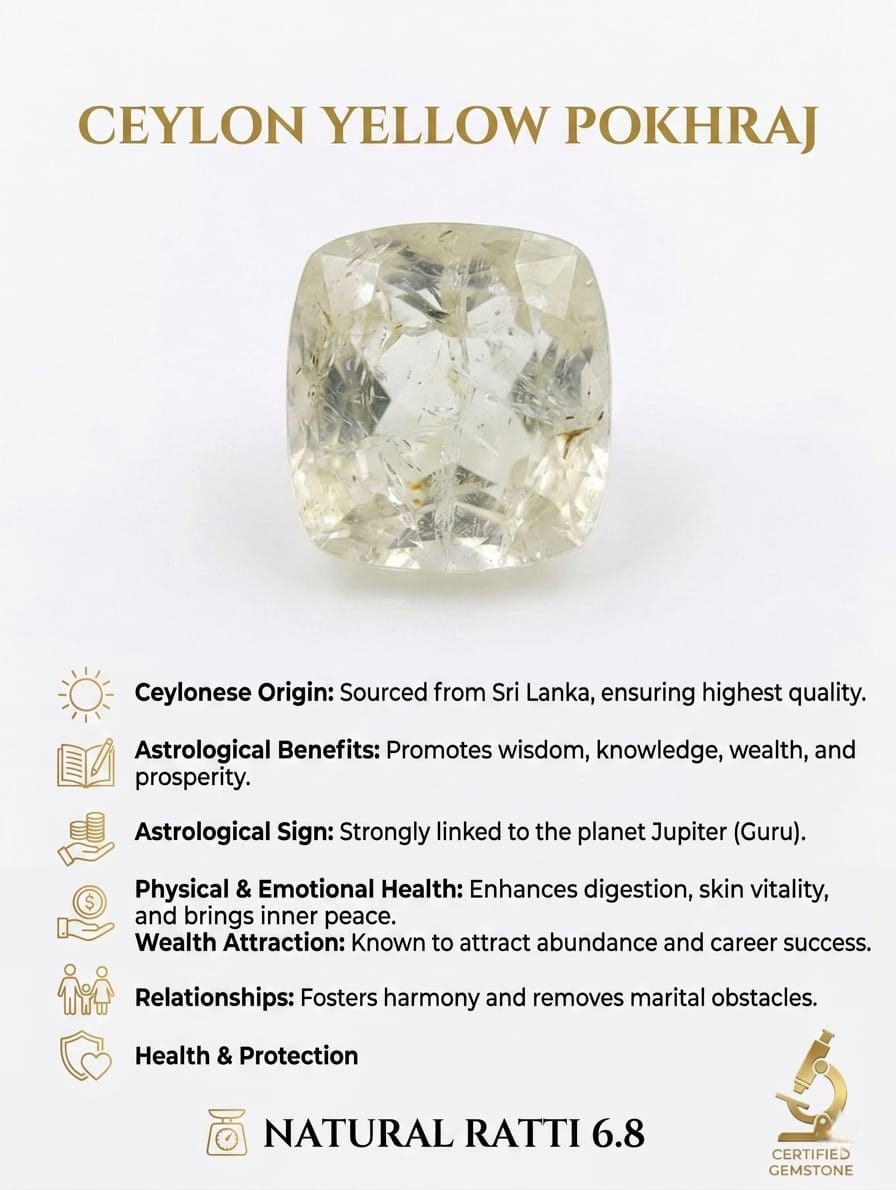 Ceylon Yellow Pokhraj - Natural 6.8 Ratti