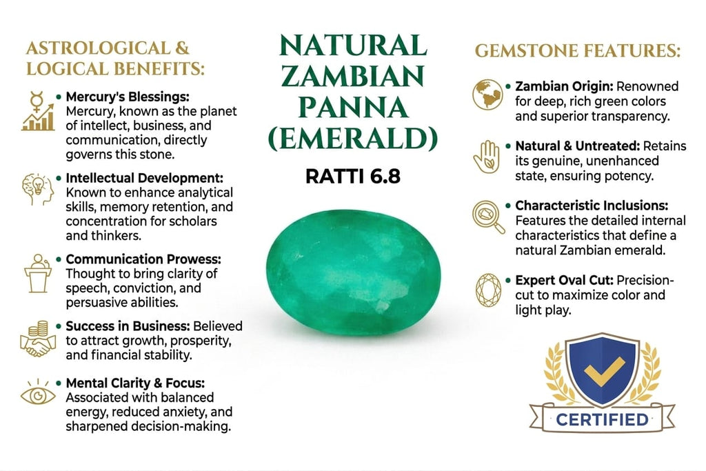 Natural Zambian Emerald (Panna) – 6.8 Ratti