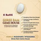 Premium 6 Ratti Natural White Moonga