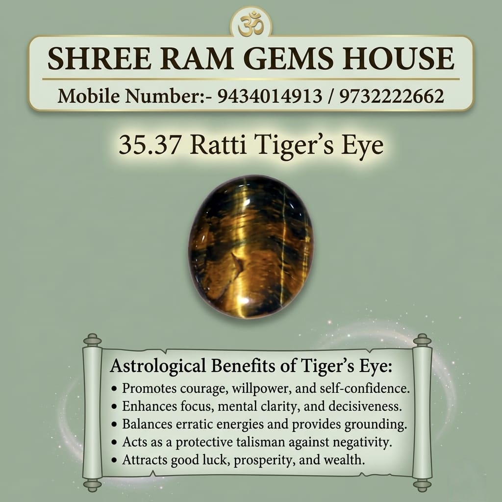 Premium 35.37 Ratti Natural Tiger Eye Stone