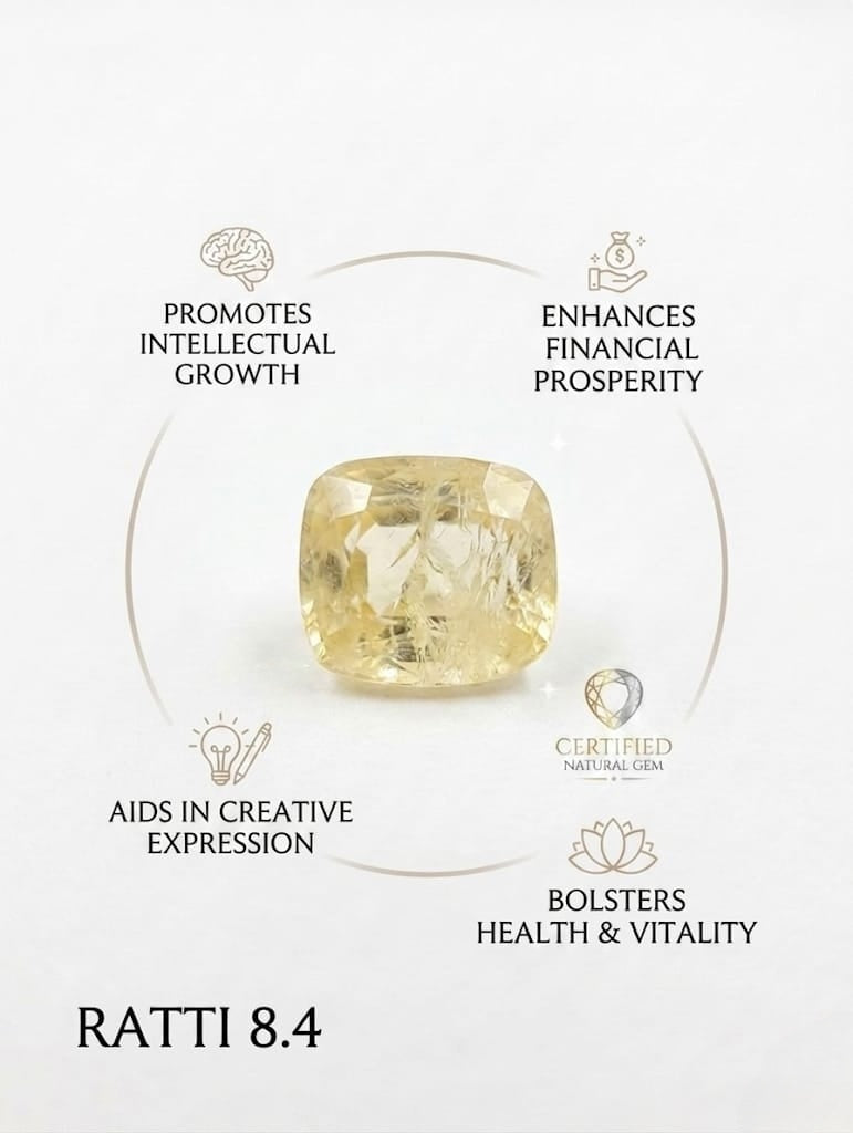 Natural Yellow Sapphire (Pukhraj) – 8.4 Ratti