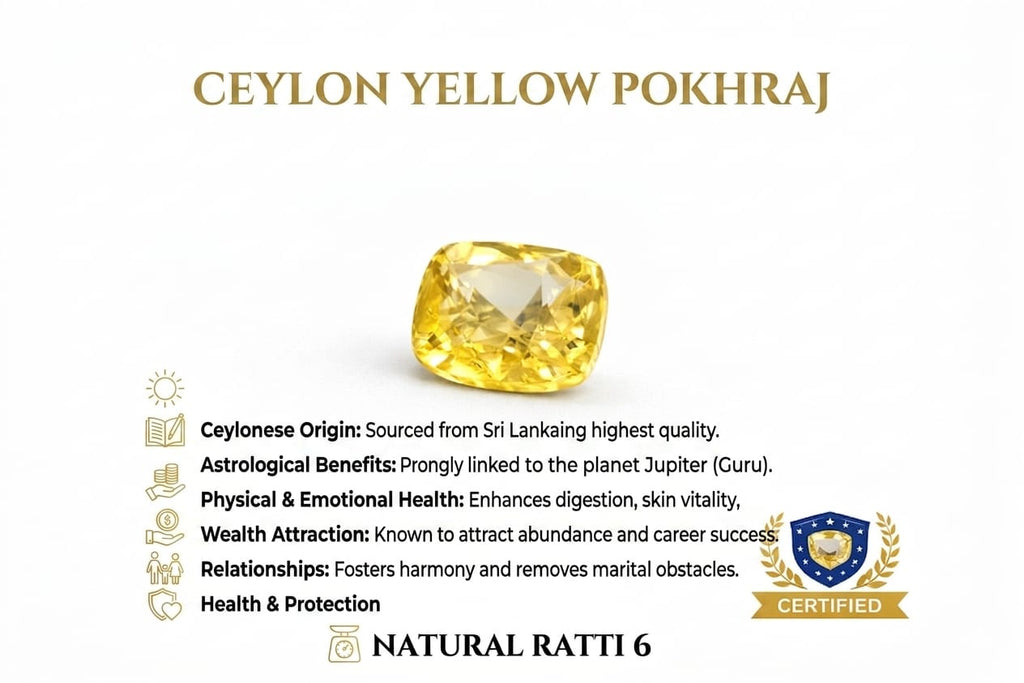 Premium Ceylon Yellow Pokhraj- 6 Ratti