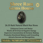 Rare 26.35 Ratti Natural Black Star Stone