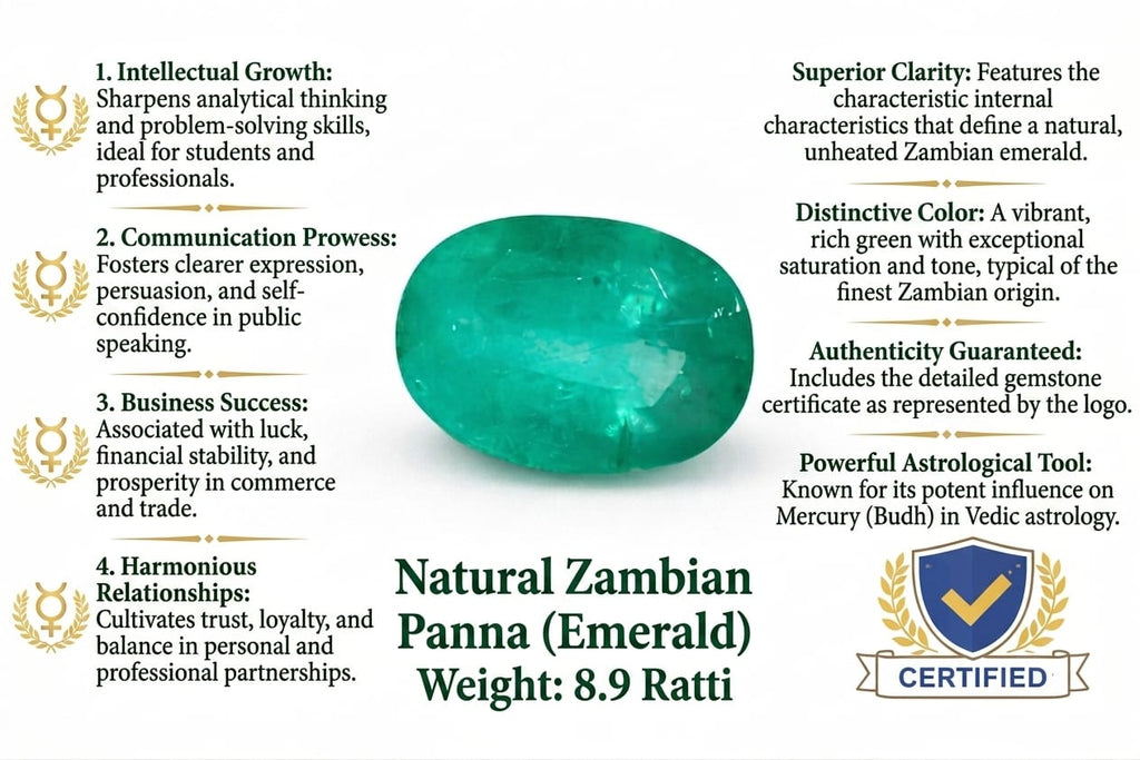 Natural Zambian Emerald (Panna) – 8.9 Ratti