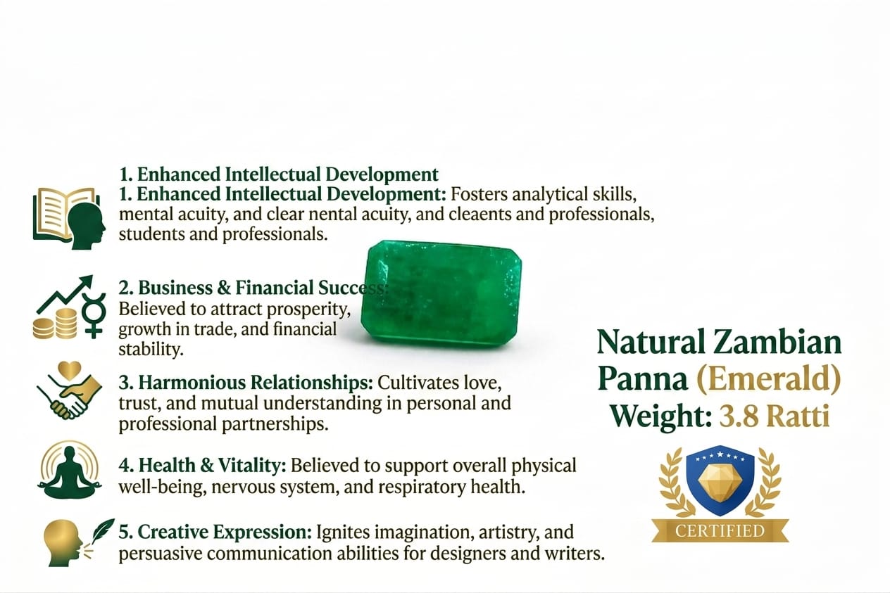 Natural Zambian Emerald (Panna) – 3.8 Ratti