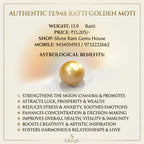 Golden Moti (South Sea Pearl) 13.9 Ratti
