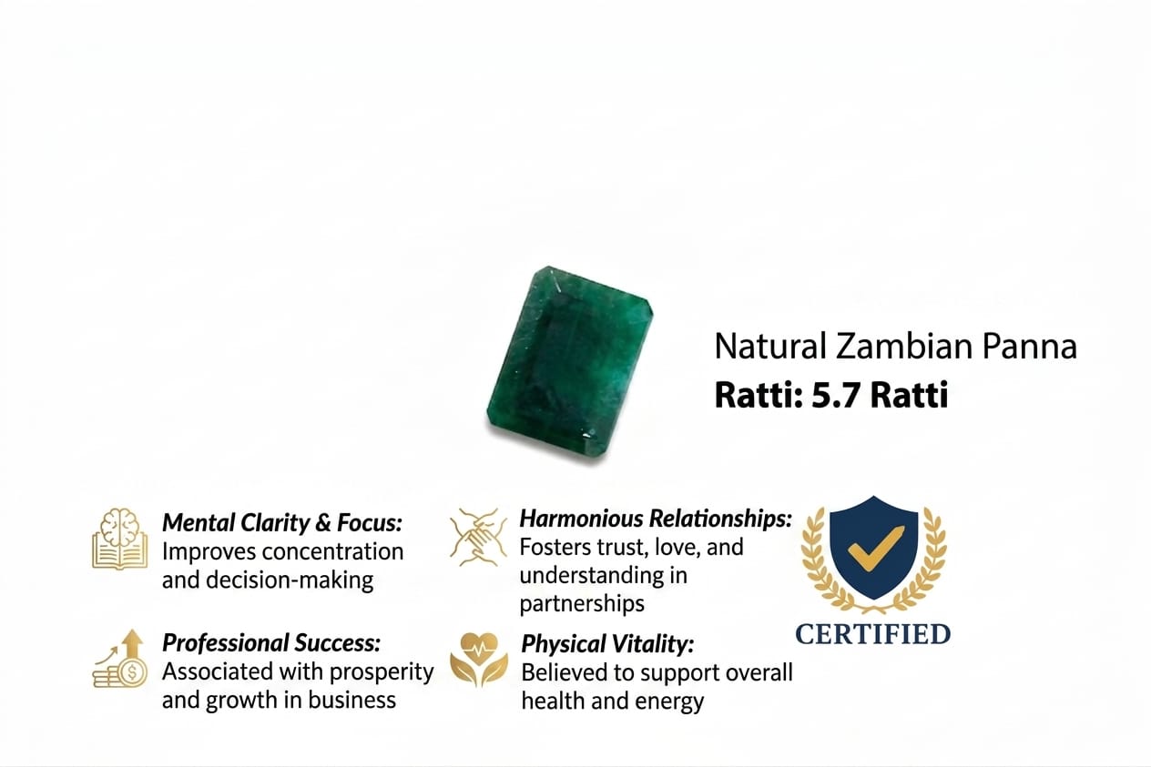 Natural Zambian Emerald (Panna) – 5.7 Ratti