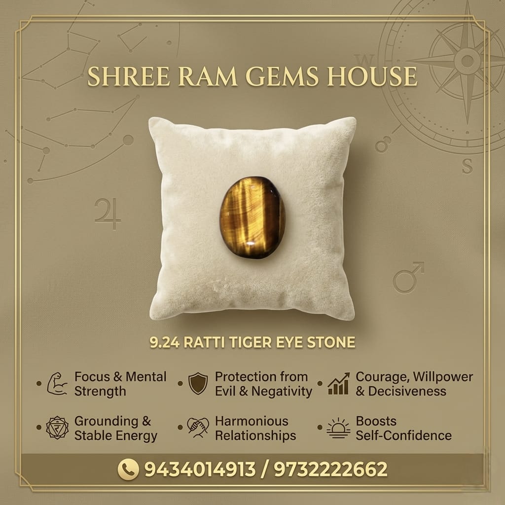 Natural 9.24 Ratti Tiger Eye Stone