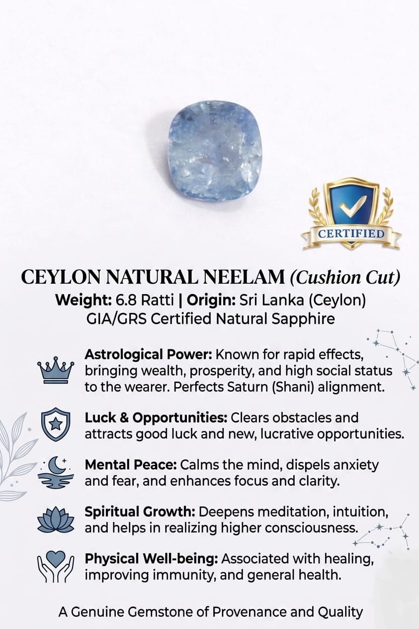 6.8 Ratti Ceylon Natural Neelam