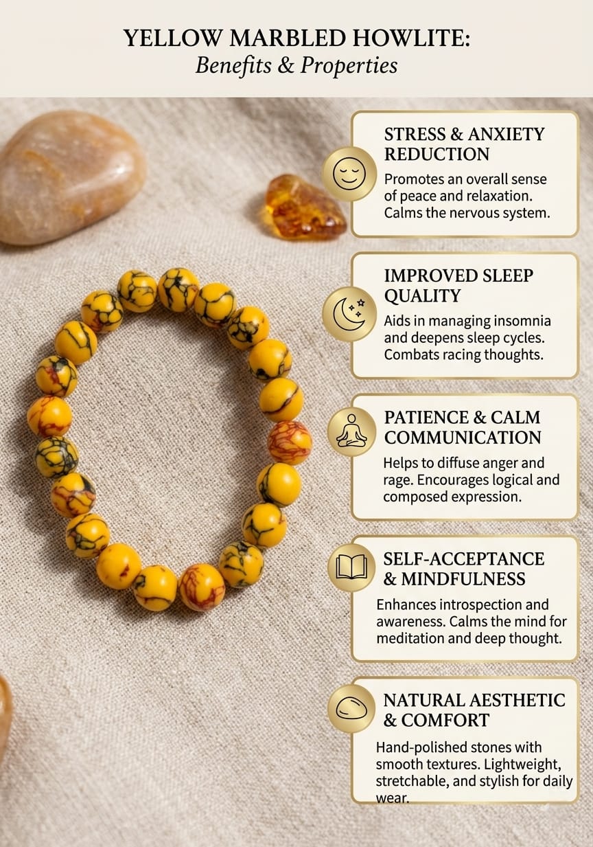 Yellow Marbled Howlite Bracelet
