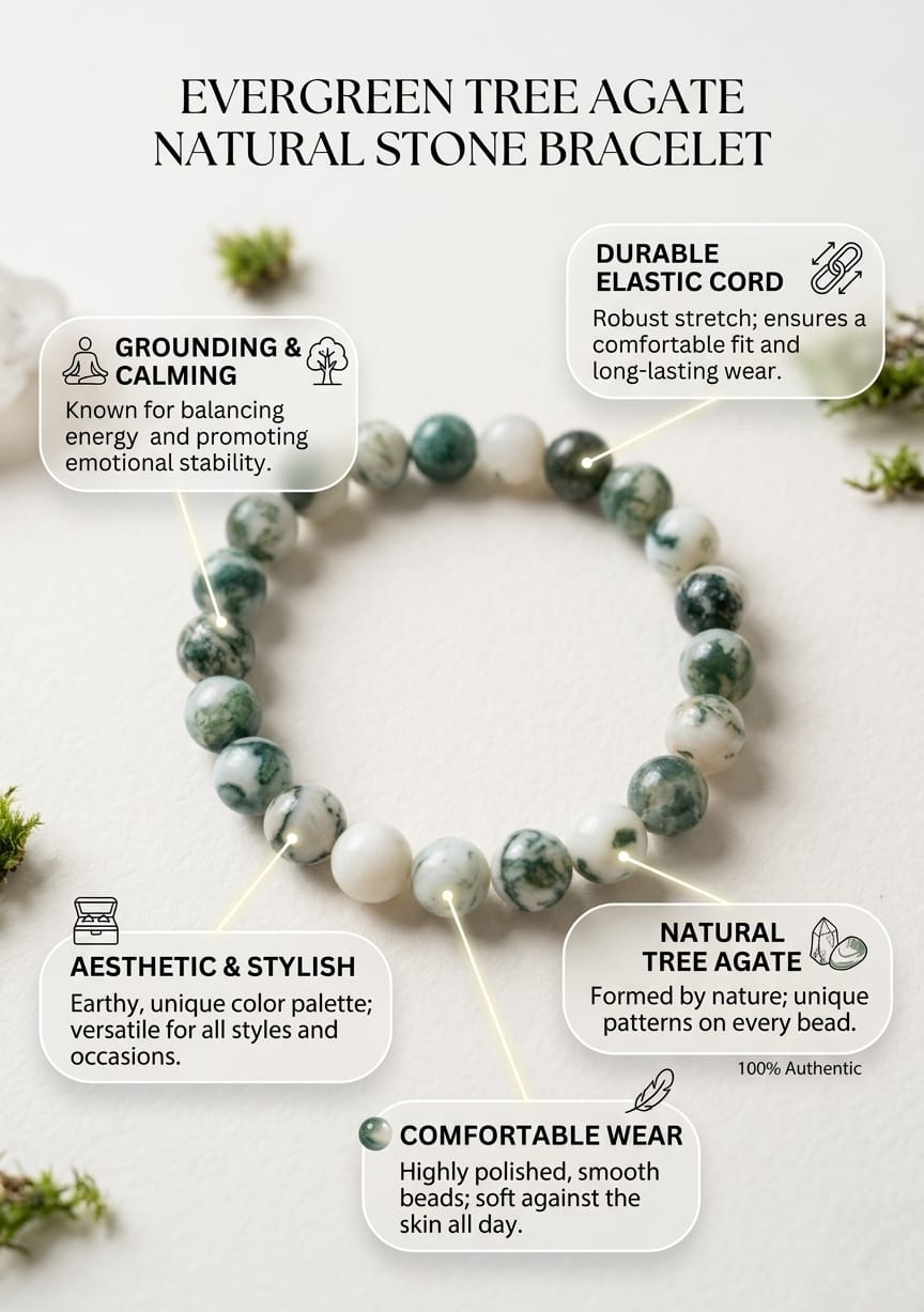 Evergreen Tree Agate Natural Bracelet