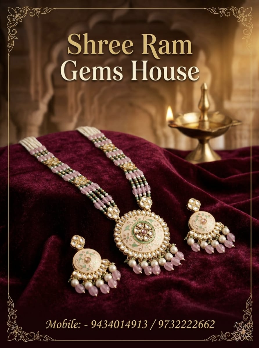 The 'Gul-e-Noor' Pastel Meenakari Long Necklace Set
