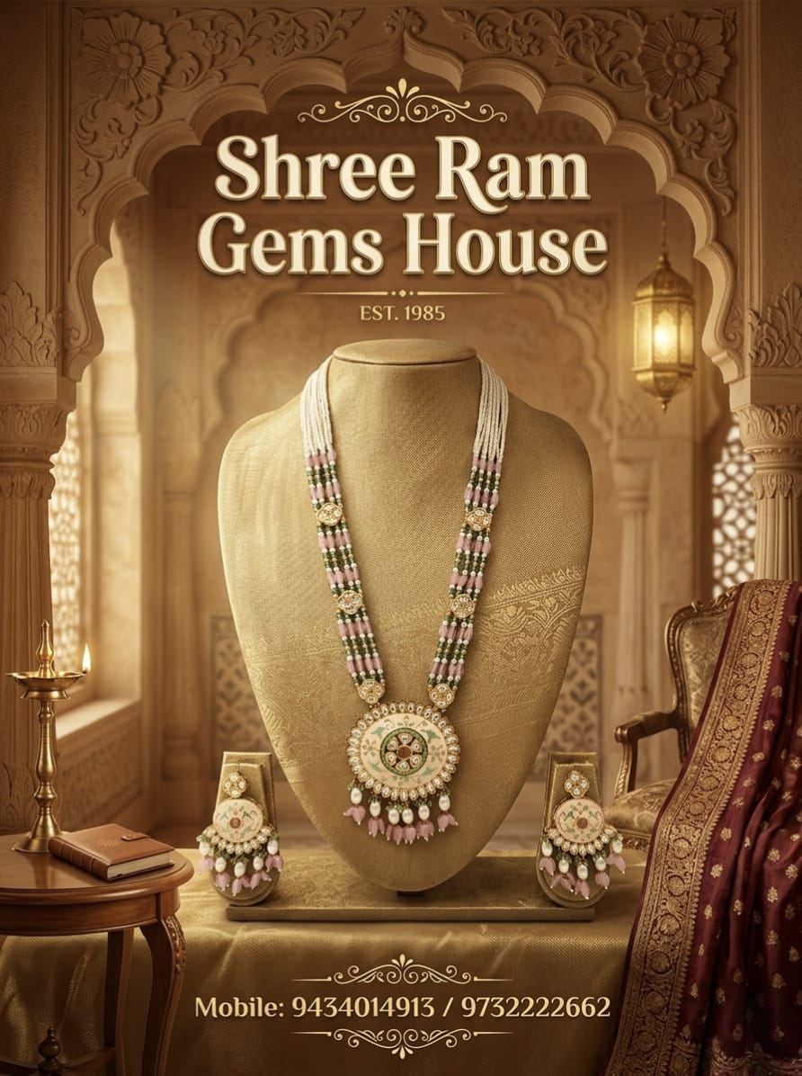 The 'Gul-e-Noor' Pastel Meenakari Long Necklace Set