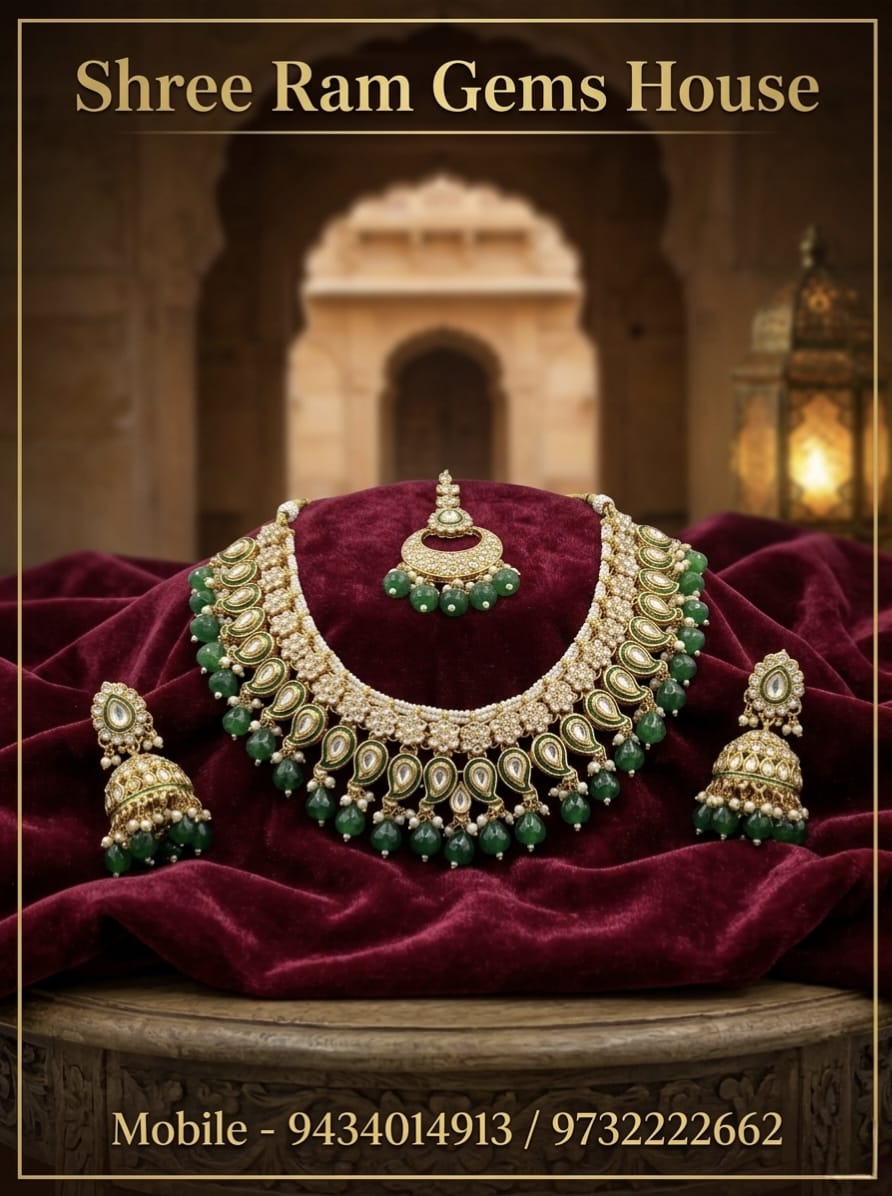 The 'Aishani' Grand Emerald & Pearl Bridal Set