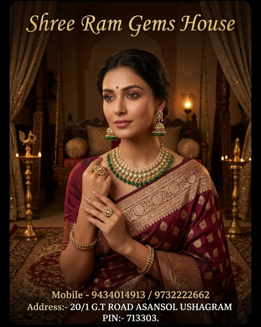 The 'Aishani' Grand Emerald & Pearl Bridal Set