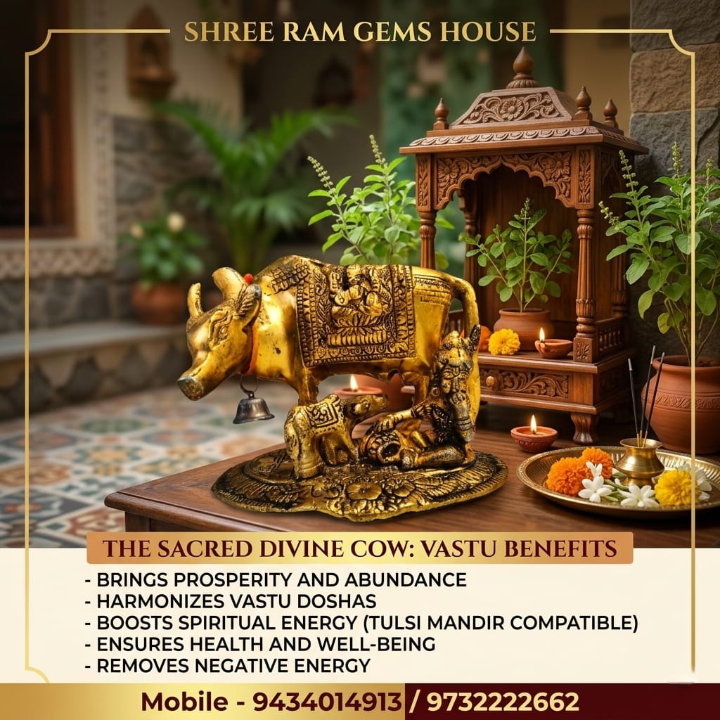 Divine Kamdhenu Cow with Calf Idol