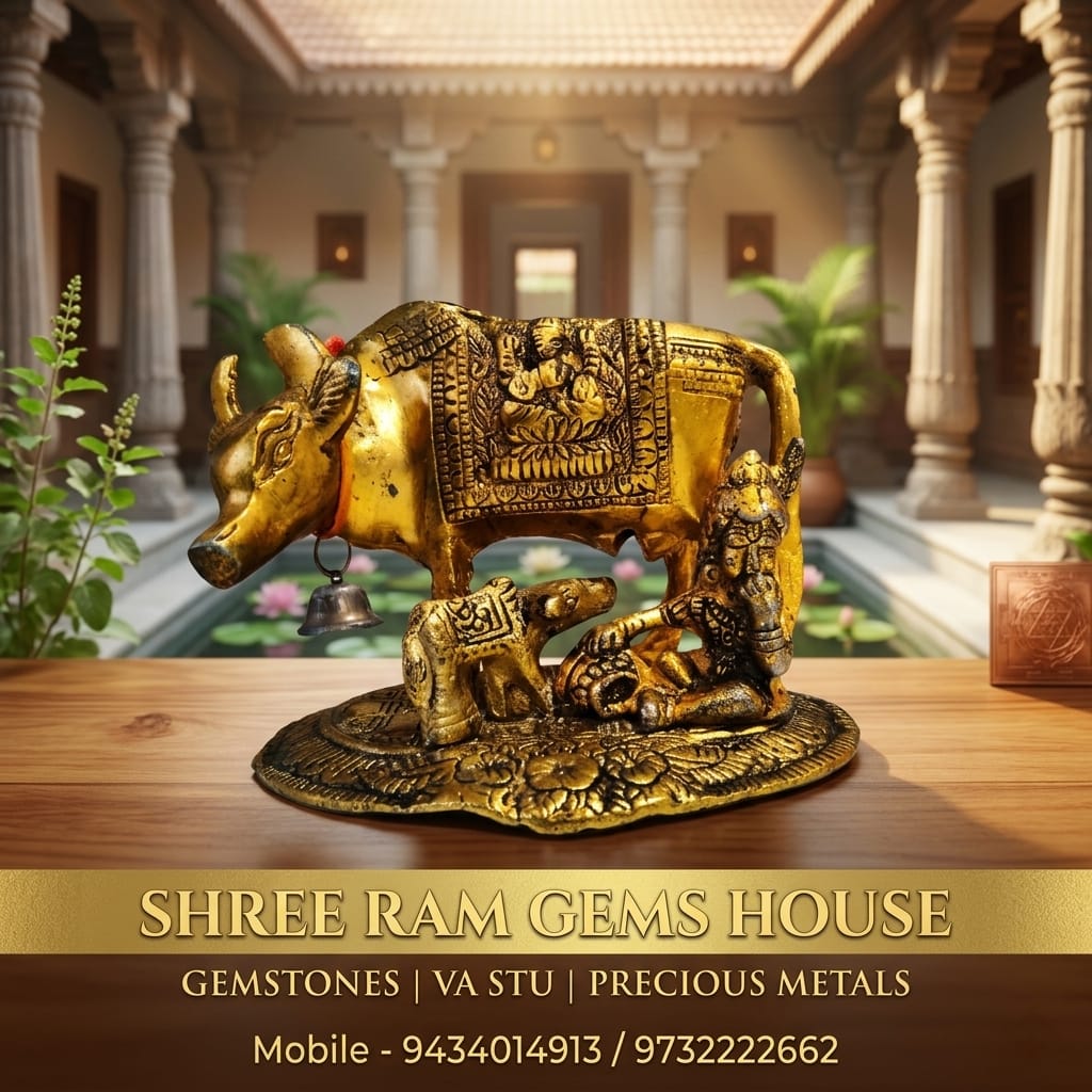 Divine Kamdhenu Cow with Calf Idol