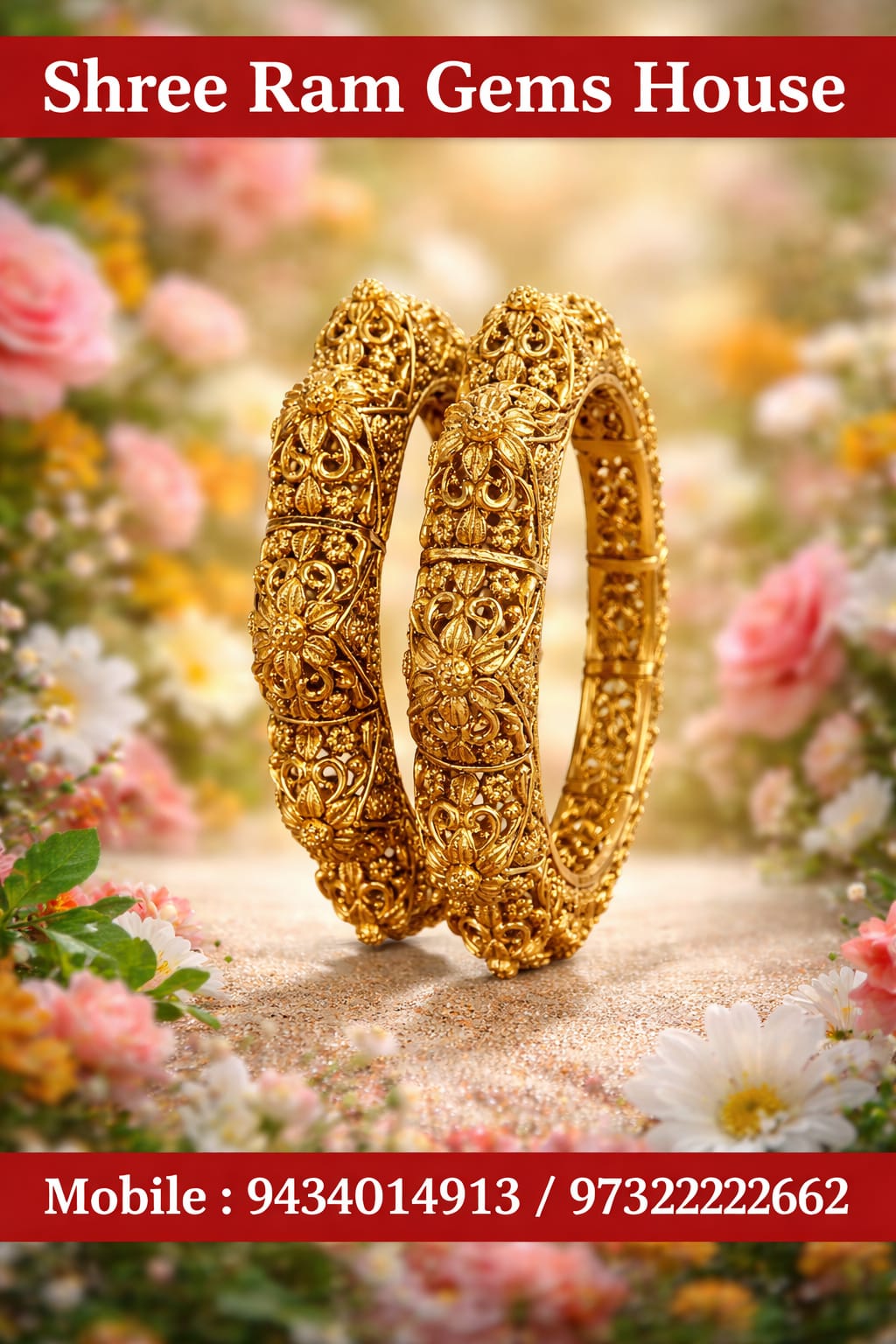 The Heritage Filigree Kada Set Antique Gold-Finish Handcrafted Bangles