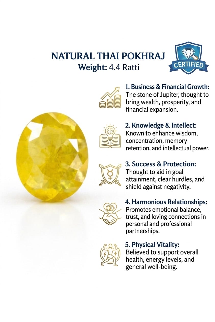 Natural Thai Pokhraj (Yellow Sapphire) – 4.4 Ratti